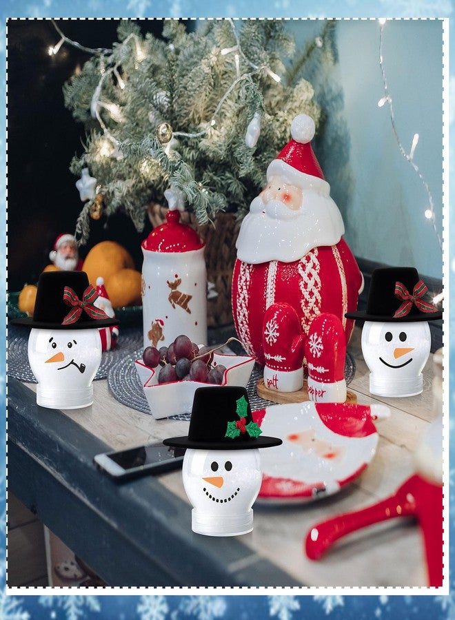 Teecyhooo 30 Sets Christmas Plastic Snow Globes Kit Includes 30 Clear Snow Globe, Mini Black Top Hats and Sticker for Ornaments DIY Crafts Fillable Globes Home Winter Christmas Decoration - Image 5